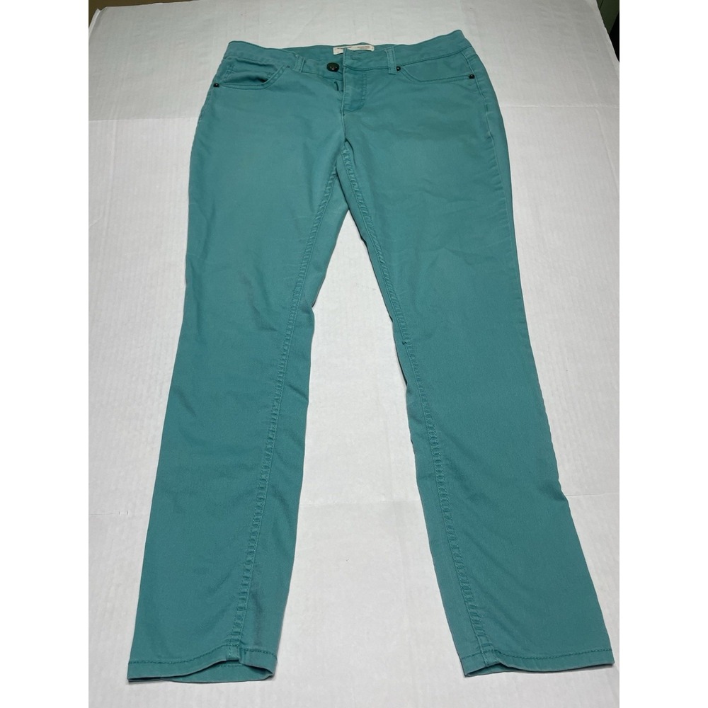 No Boundaries‎ Teal Green Skinny Pants Juniors Size 11 Mid Rise Stretch Cotton